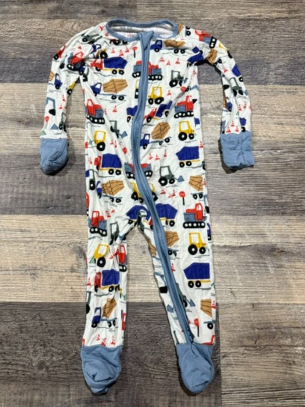 Little Sleepies 12-18 Month Construction Print Zippie Footie Pajamas